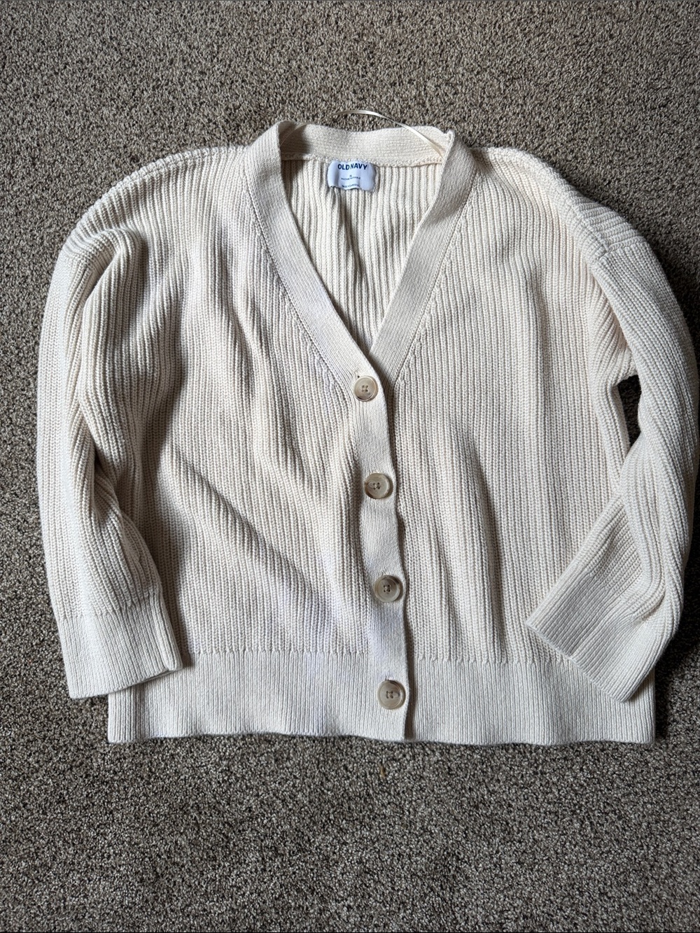 Old Navy Cream V-Neck Button Ribbed Cardigan